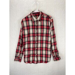 Brandy Melville Flannel Shirt Women’s One Size Red Plaid Long Sleeve Button Up‎